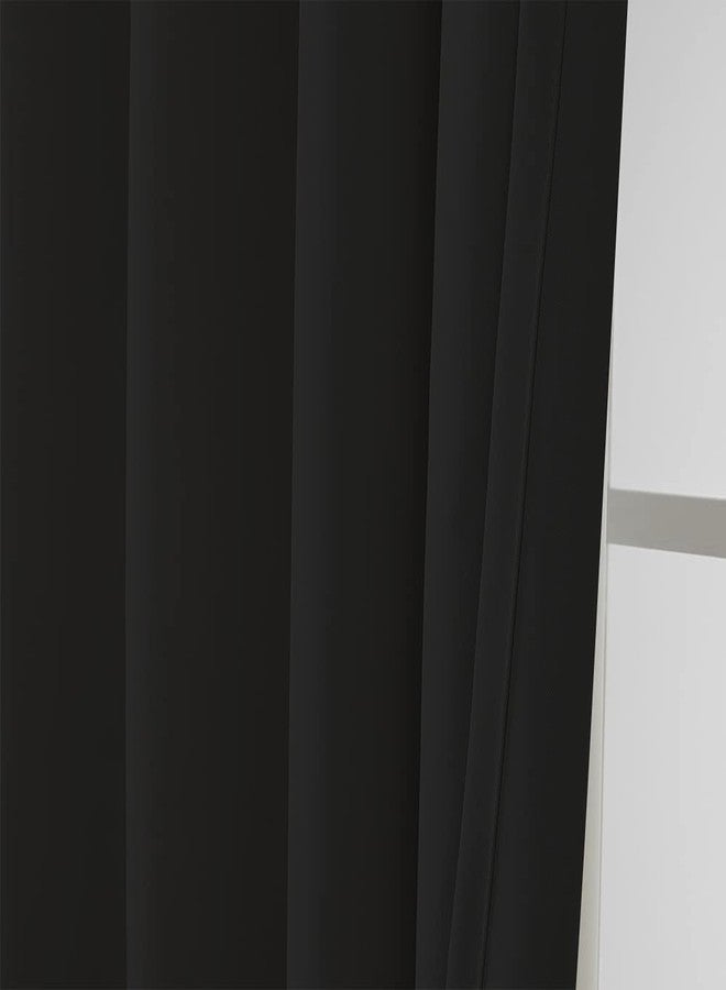 Upcortinassi Inherent Fire Retardant Curtain Flame Resistant Window Curtains for a Classroom, Black, 52 x 84, 2 Panels - Image 5